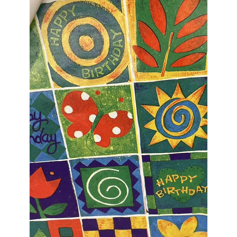 Vintage Gift Wrap Sheets 90s Y2K Retro Funky Set of 6 Open‎ Birthday Bugs Floral